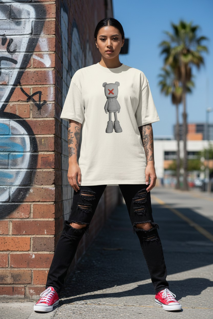 NU/01 Oversized T - Black/Bone